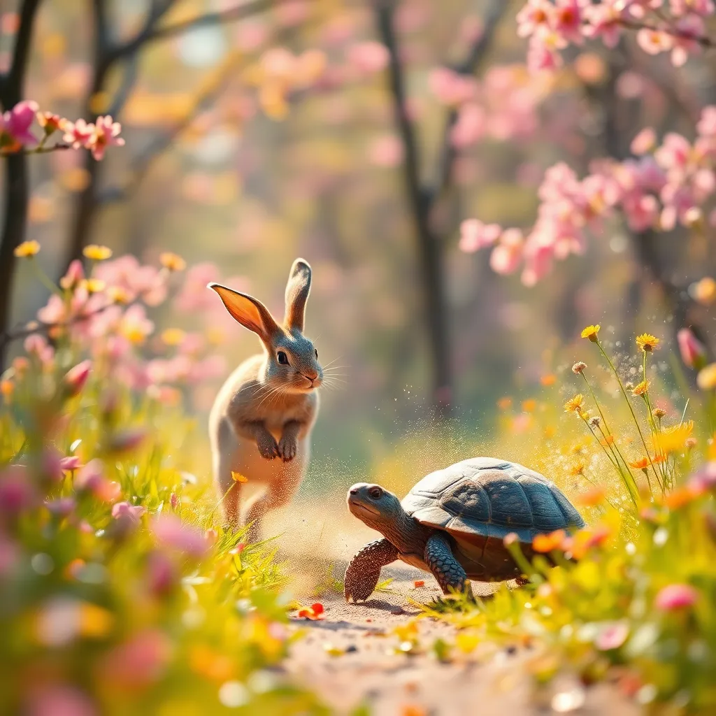 The Race of the Rabbit and Turtle
In a bright and sunny glade,
A rabbit and turt